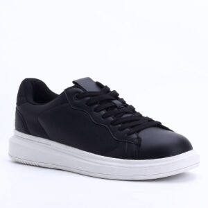 Cut & Sew Premium Lace-up Sneakers in Black/White