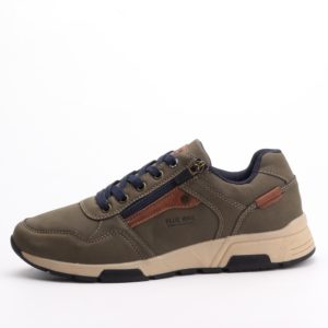 Blue Way Denim Lace-up Sneakers – Khaki