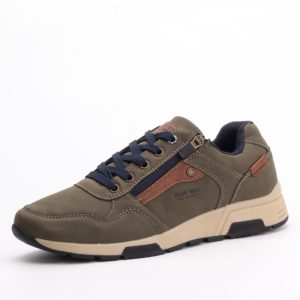 Blue Way Denim Lace-up Sneakers – Khaki