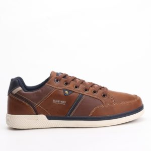 Blue Way Denim Lace-up Sneakers – Brown