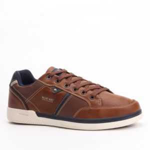 Blue Way Denim Lace-up Sneakers – Brown