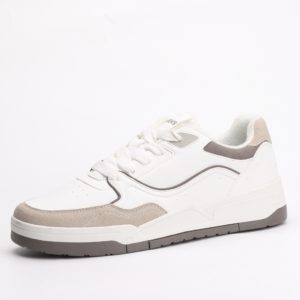 Creeks Men’s Casual Lace-up Sneakers – Detailed White