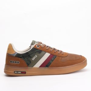 Rifle Jeans Casual Lace-Up Sneakers – Brown/Camo Accents