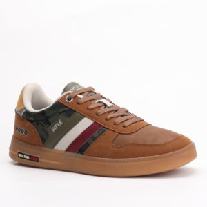 Rifle Jeans Casual Lace-Up Sneakers – Brown/Camo Accents