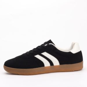Berness Lisa Retro Stripe Lace-Up Sneakers – Black