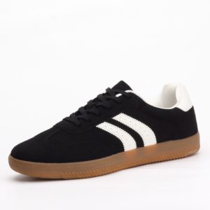 Berness Lisa Retro Stripe Lace-Up Sneakers – Black