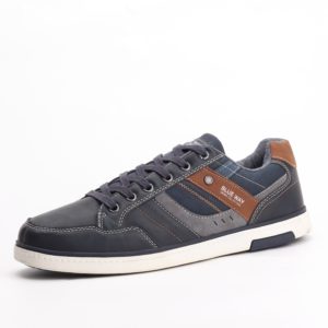 Blue Way Denim Lace-up Sneakers In Detailed Blue