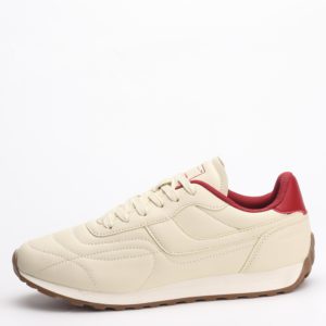 Cropp Lear Retro Quilted Trainers In Cream/Maroon
