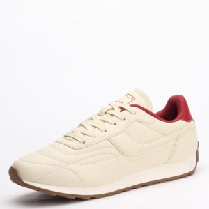 Cropp Lear Retro Quilted Trainers In Cream/Maroon