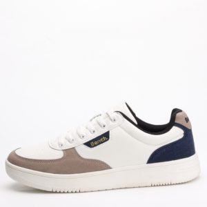 Bench Grainger Retro Court-Style Trainers – White/Taupe/Navy
