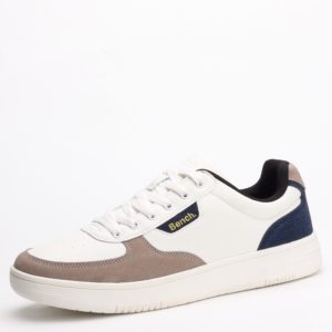 Bench Grainger Retro Court-Style Trainers – White/Taupe/Navy