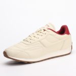 Cream and maroon quilted retro Cropp Lear trainers with lace-up front