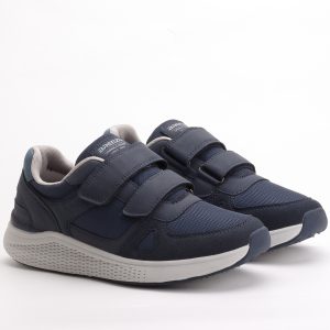 Breezo Double Strap Hook-and-Loop Casual Sneakers – Navy Blue
