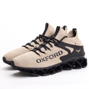 Oxford Blade Knit Running Sneakers – Natural Beige