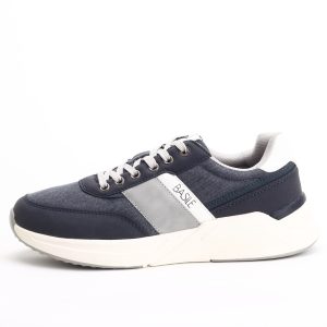 Basile Side-Stripe Lace-Up Sneakers – Denim Blue / Grey