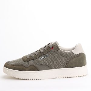 Venezia Textured Casual Lace-Up Sneakers – Olive Green
