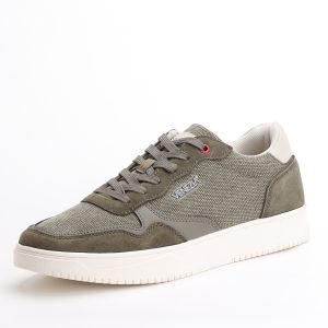 Venezia Textured Casual Lace-Up Sneakers – Olive Green