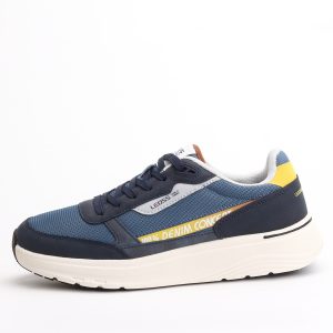 Leoss Denim Concept Casual Sneakers – Blue / Yellow Accent