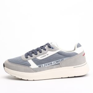 LEOSS Denim Concept Lace-Up Sneakers – Grey / Blue