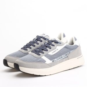 LEOSS Denim Concept Lace-Up Sneakers – Grey / Blue
