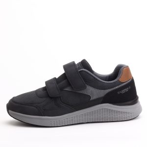 LEOSS Dual-Strap Velcro Casual Comfort Sneakers – Dark Grey