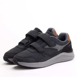 LEOSS Dual-Strap Velcro Casual Comfort Sneakers – Dark Grey