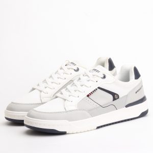 Breezo Court Style Low-Top Sneakers – White / Grey