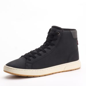 Levi’s Men’s Caleb High-Top Lace-Up Sneakers – Black / Charcoal
