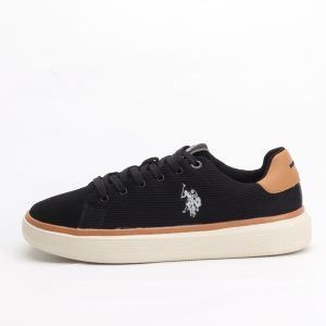 U.S. Polo Assn Black Casual Knit Shoes with White Platform Sole