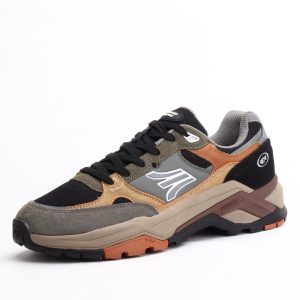 Apolo Men’s Retro Block Casual Sneakers – Grey/Brown/Black