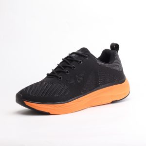 Cedar Crest Comfy RN2 Knit Running Sneakers – Black with Orange Cushion Sole