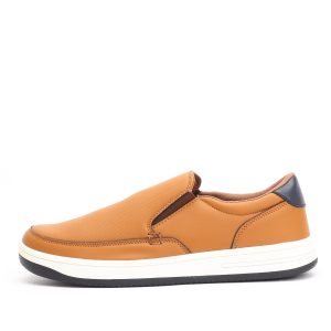 Jin Shuzu Men’s Premium Leather Slip-On Sneakers – Tan Brown
