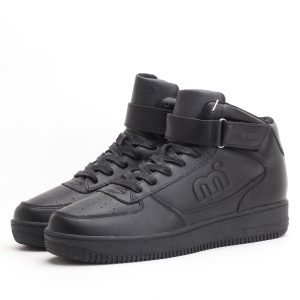 Mistral High-Top Leather Sneakers with Ankle Strap – Black
