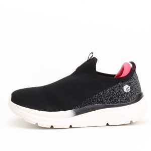 FitVille VigorWalk Slip-On Walking Shoes – Black and Hot Pink