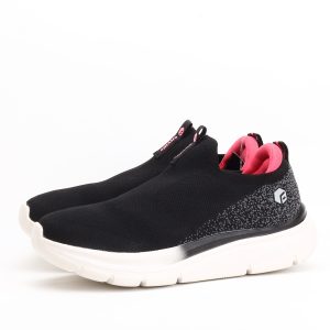 FitVille VigorWalk Slip-On Walking Shoes – Black and Hot Pink